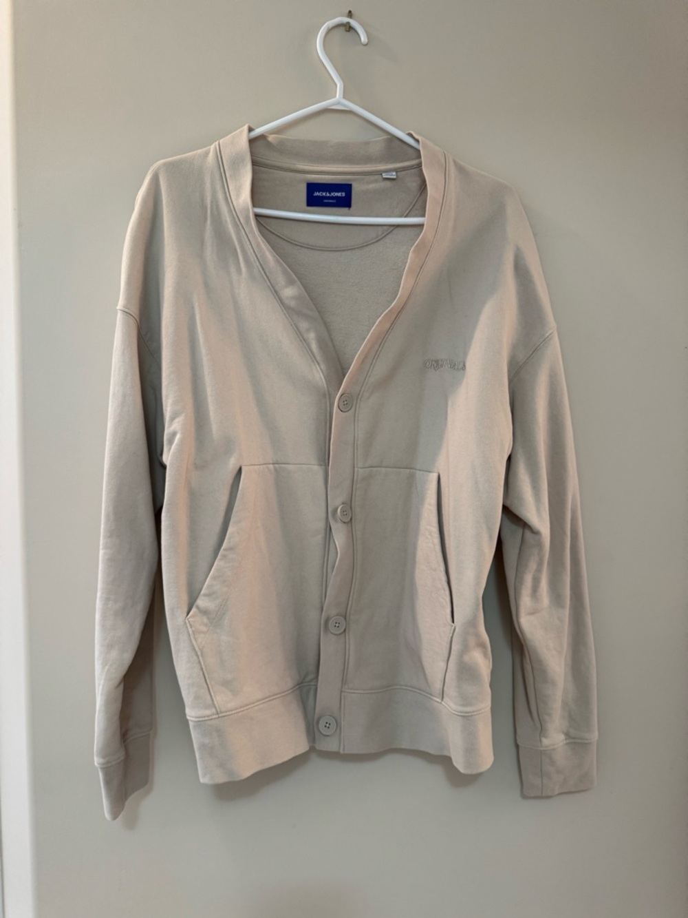 Neutral Beige Button Up Sweater - Men’s Medium